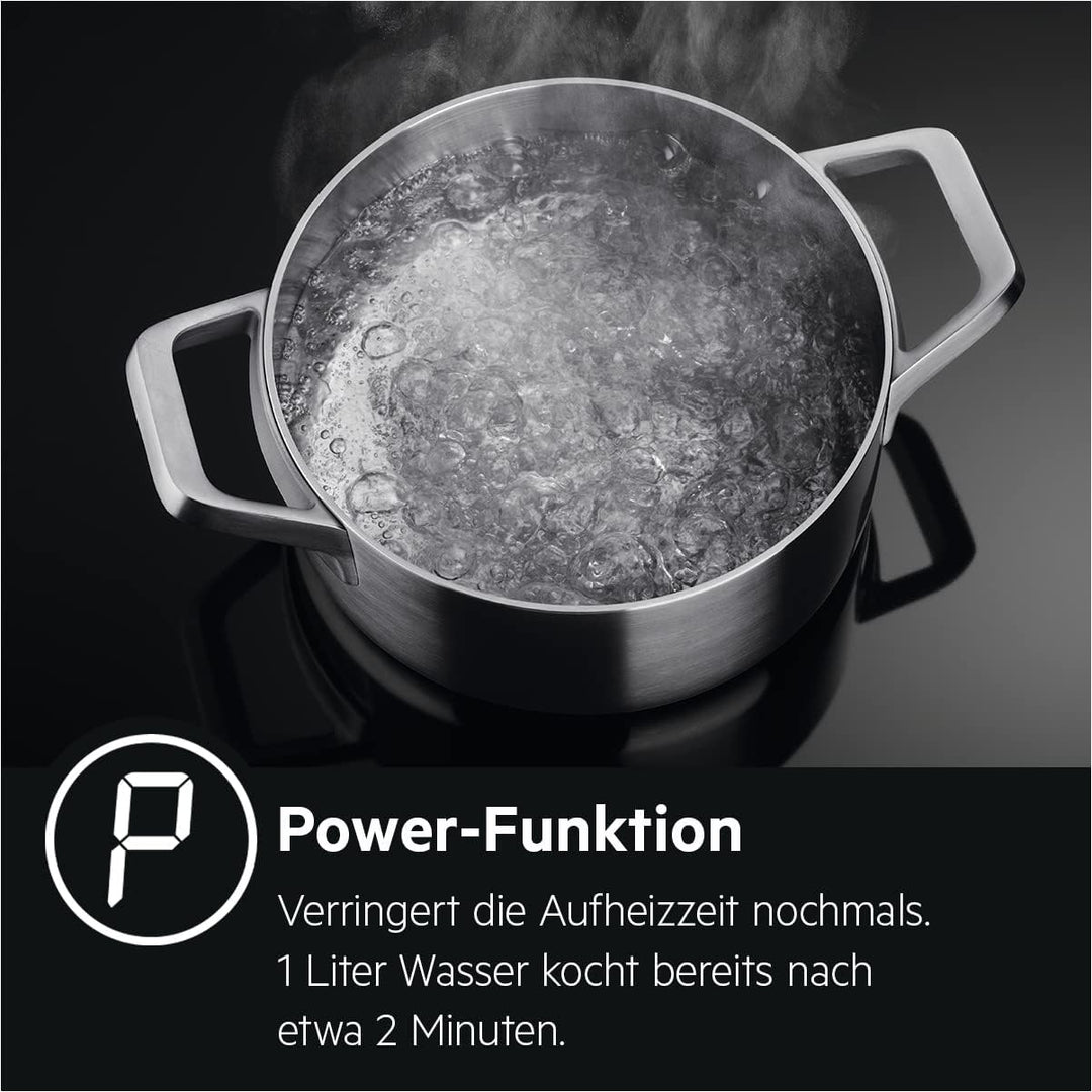 AEG IKB64431XB Autarkes Kochfeld/Induktion/Hob²Hood/Slider-Bedienung / 60 cm/Edelstahlrahmen / 4 Koc