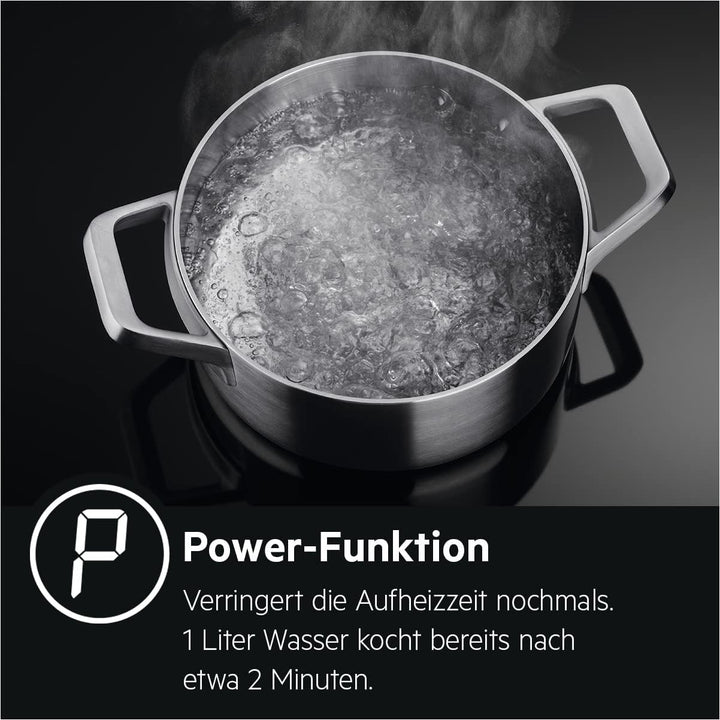AEG IKB64431XB Autarkes Kochfeld/Induktion/Hob²Hood/Slider-Bedienung / 60 cm/Edelstahlrahmen / 4 Koc
