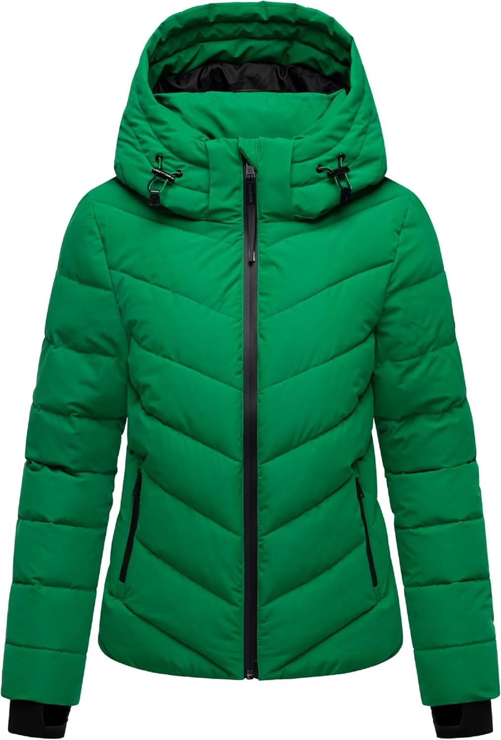 MARIKOO Damen Winterjacke warme Steppjacke mit abnehmbarer Kapuze Samuiaa XVI XS-3XL XS Smaragd Gree