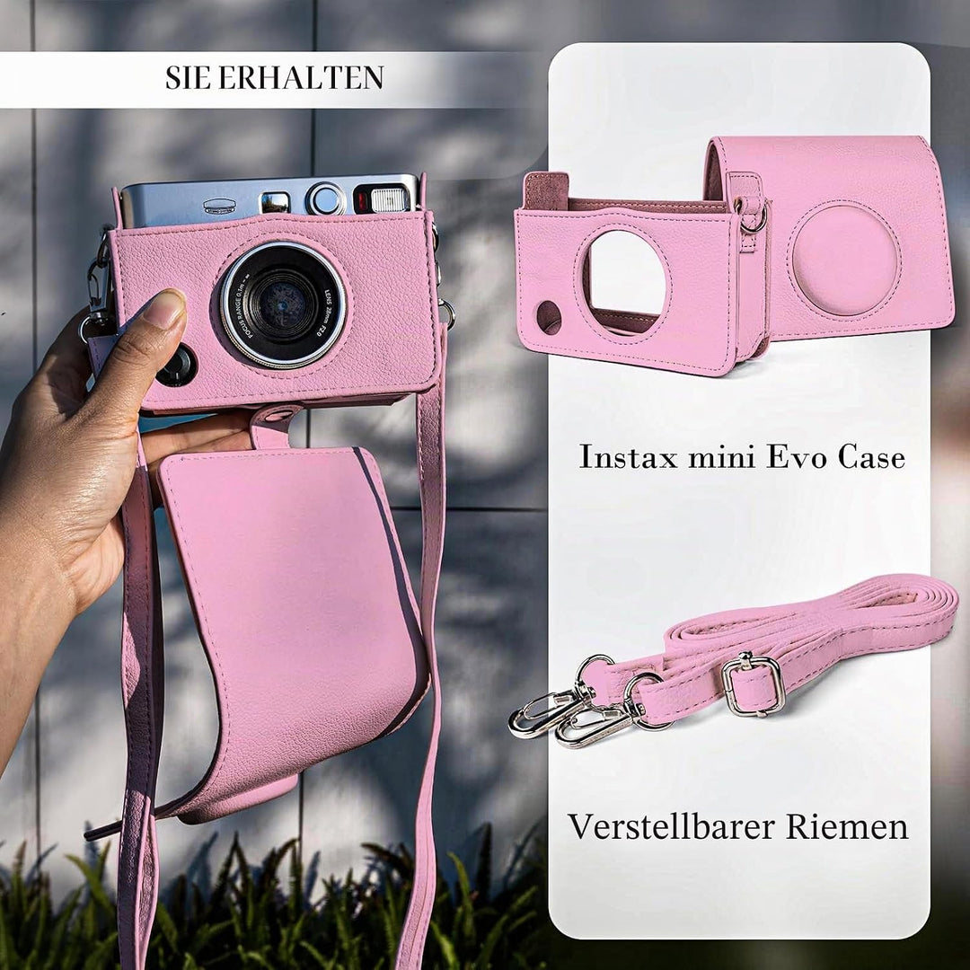 Rieibi Fujifilm Mini EVO Hülle - Vintage PU Leder Schutzhülle für Fuji Fujifilm Mini EVO Sofortbildk