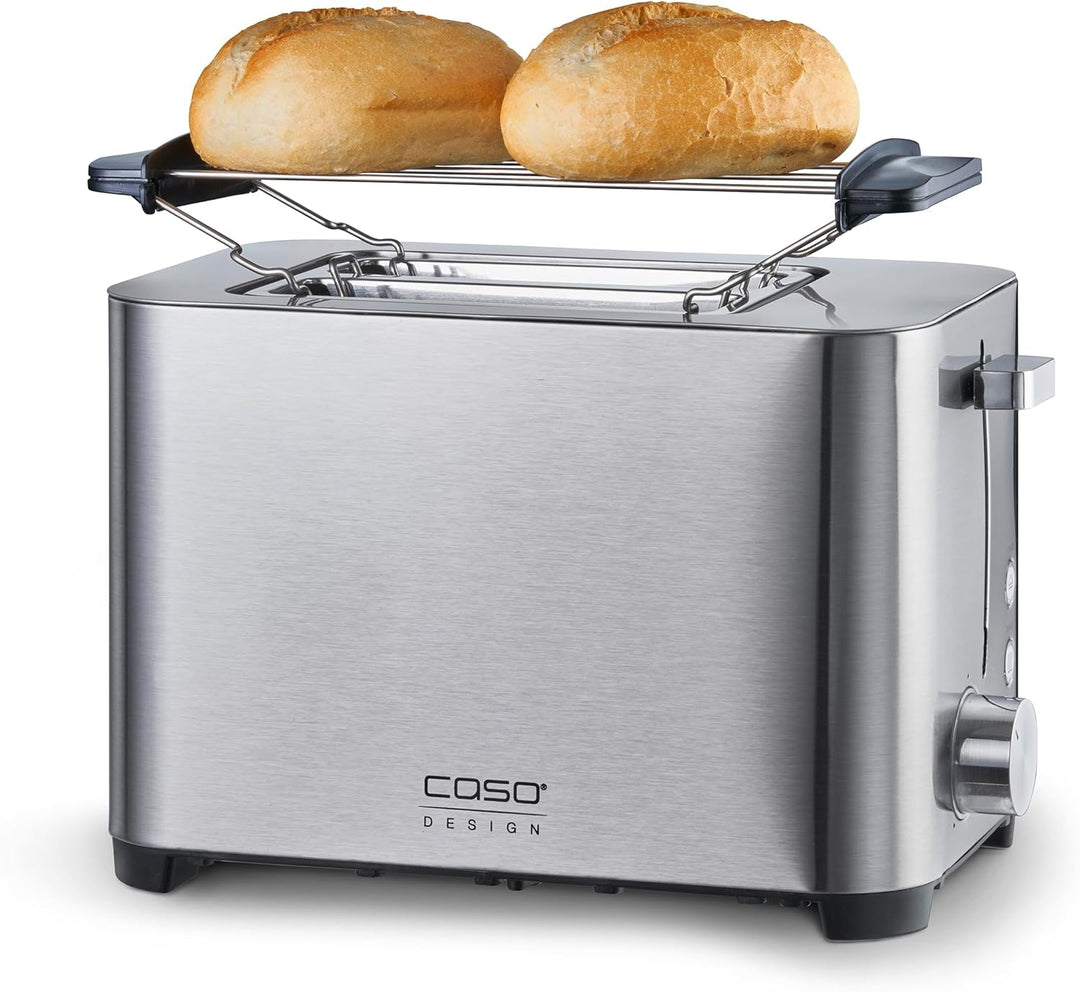 CASO Classico T2 Duo – Edelstahl Toaster für 2 Scheiben, 38 mm breite Schlitze, 5 Bräunungsstufen, L