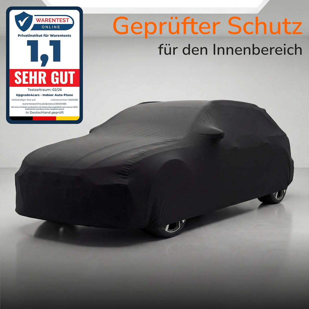 Upgrade4cars Autoabdeckung Indoor Stretch | Auto Abdeckplane aus Stoff in Schwarz | Grösse Pkw - M (