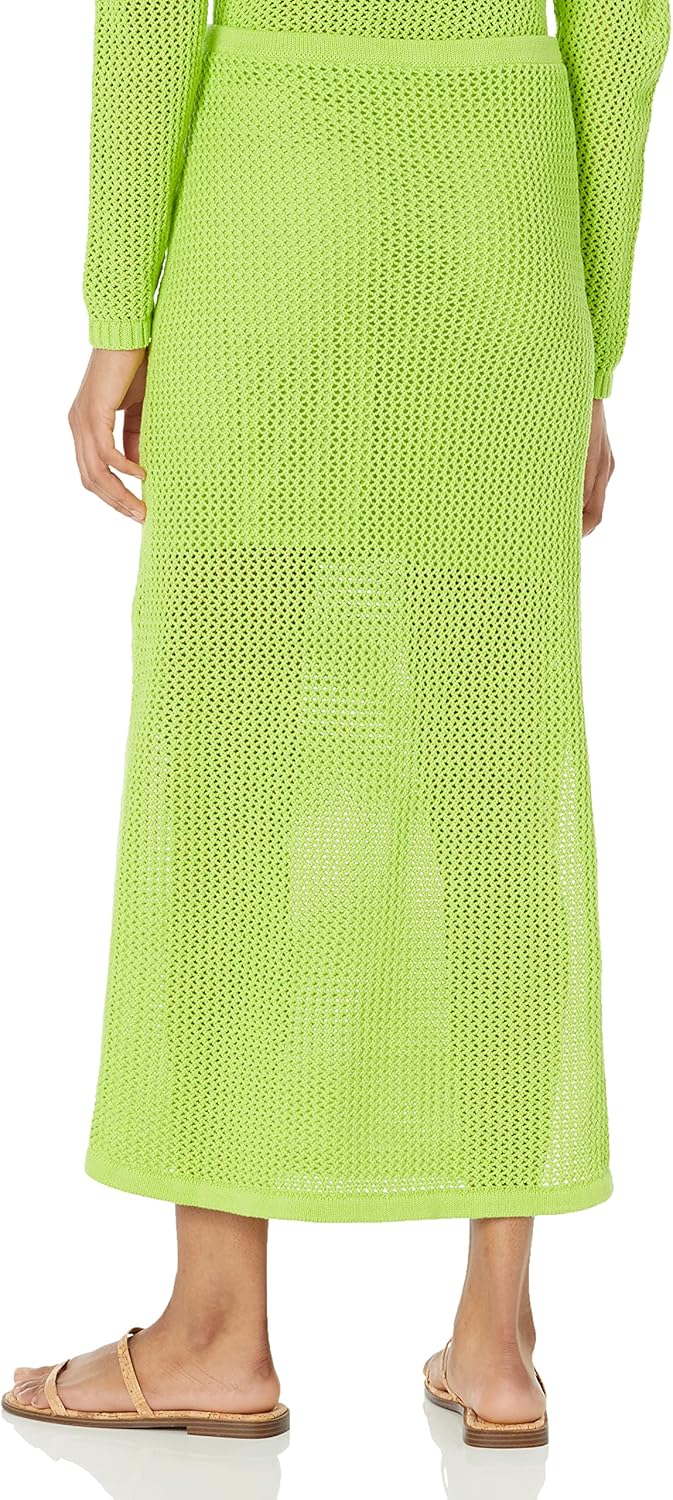 The Drop Midi-Rock für Damen, Halle, gehäkelt, mit seitlichem Schlitz XXL Limette, XXL Limette