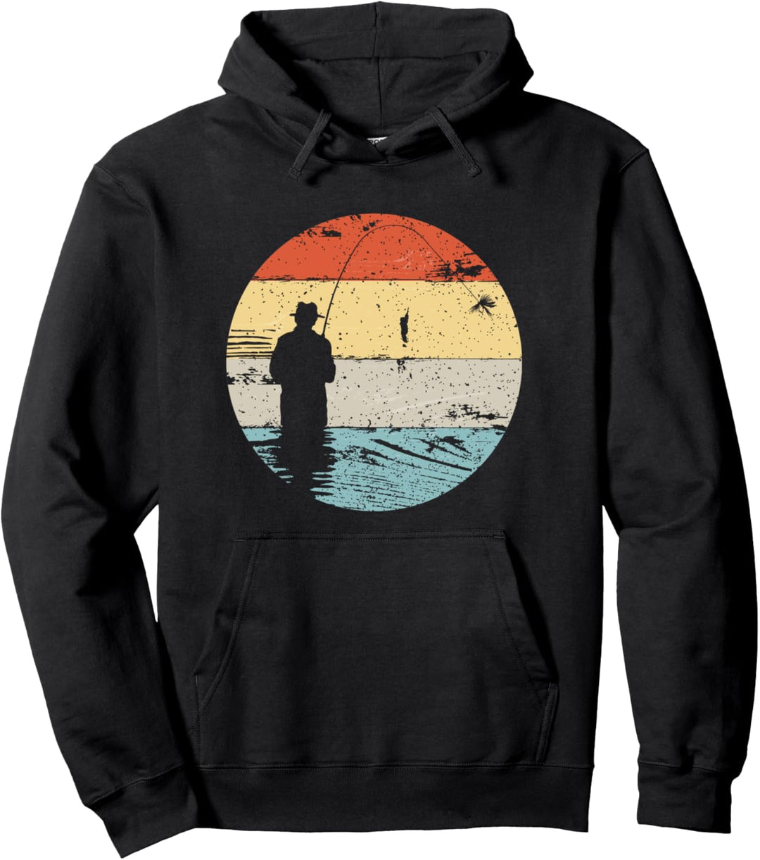 Angler beim Fliegenfischen auf Forelle Lachs und Äsche Pullover Hoodie