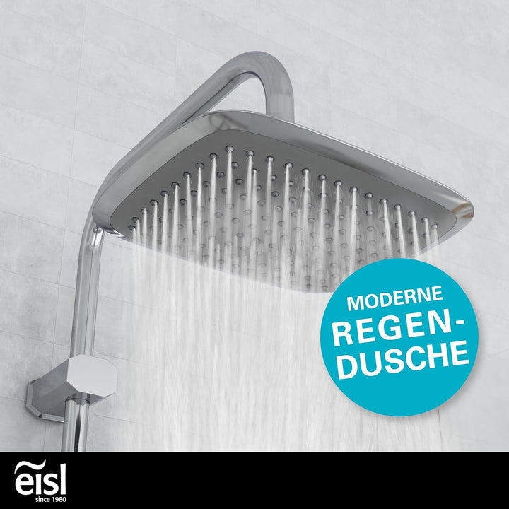 EISL Duschset EASY FRESH, Duschsystem ohne Armatur 2 in 1 mit grosser Regendusche (250 x 200 mm) und
