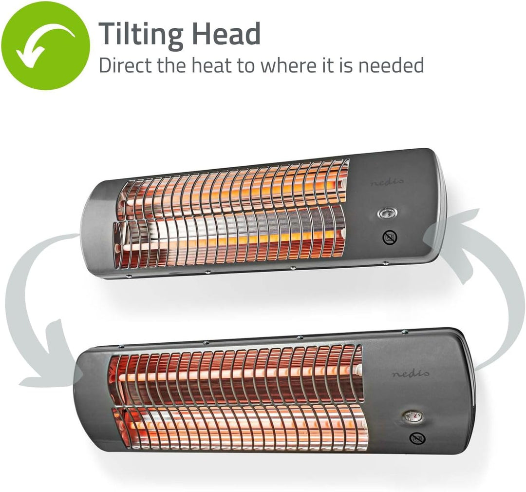 Nedis HTBA10GY Badezimmer-Heizung - 1200 W - Verstellbares Thermostat - 2 Wärme Modes - X4 - Grau