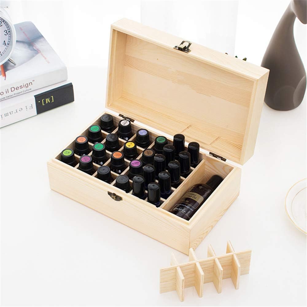 36 Slots Ätherisches Öl Box aus Holz - Bietet Platz für 5 10 15 ml ätherisches Öl-Flaschen - Ideales