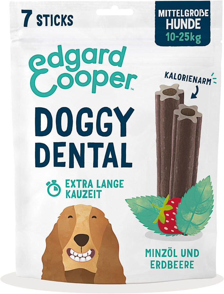 Edgard &amp; Cooper Snacks 56 Dental Stick Medium Hund Natural 8x7 Kausticks Zahnpflege Minze &amp; Erdbeere