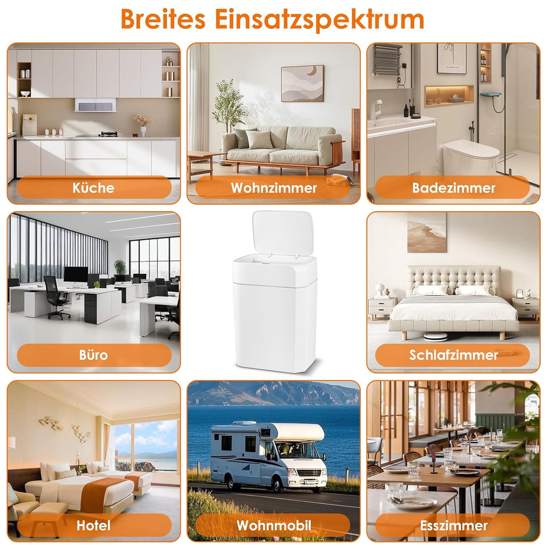 16L Mülleimer mit Sensor, Automatik Touchless Mülleimer mit Hand und Knie Sensor, Schnelle Reaktion,