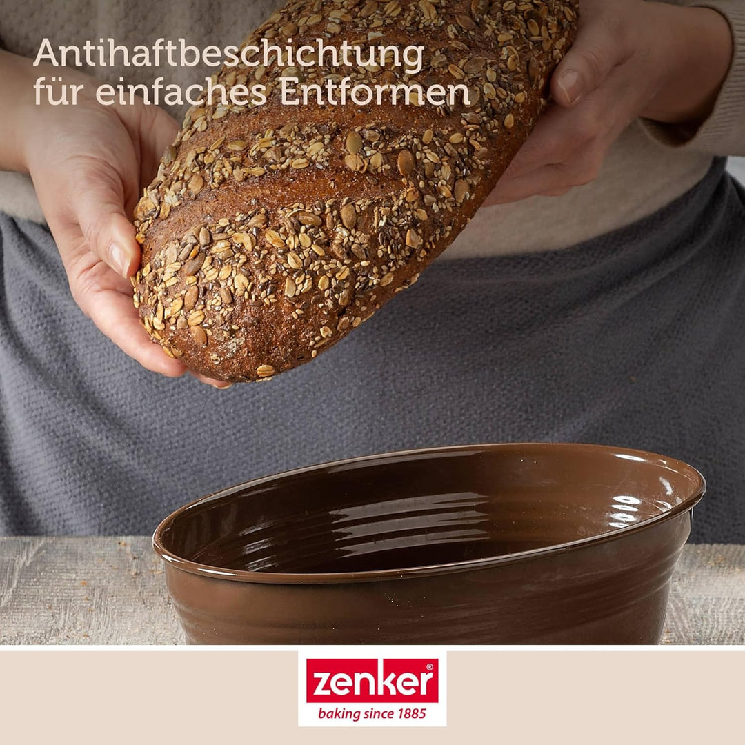 Zenker Brotbackform Dein Brot! – Emaille, kastanienbraun, 2000 ml, 265 x 165 x 92 mm, hitzebeständig