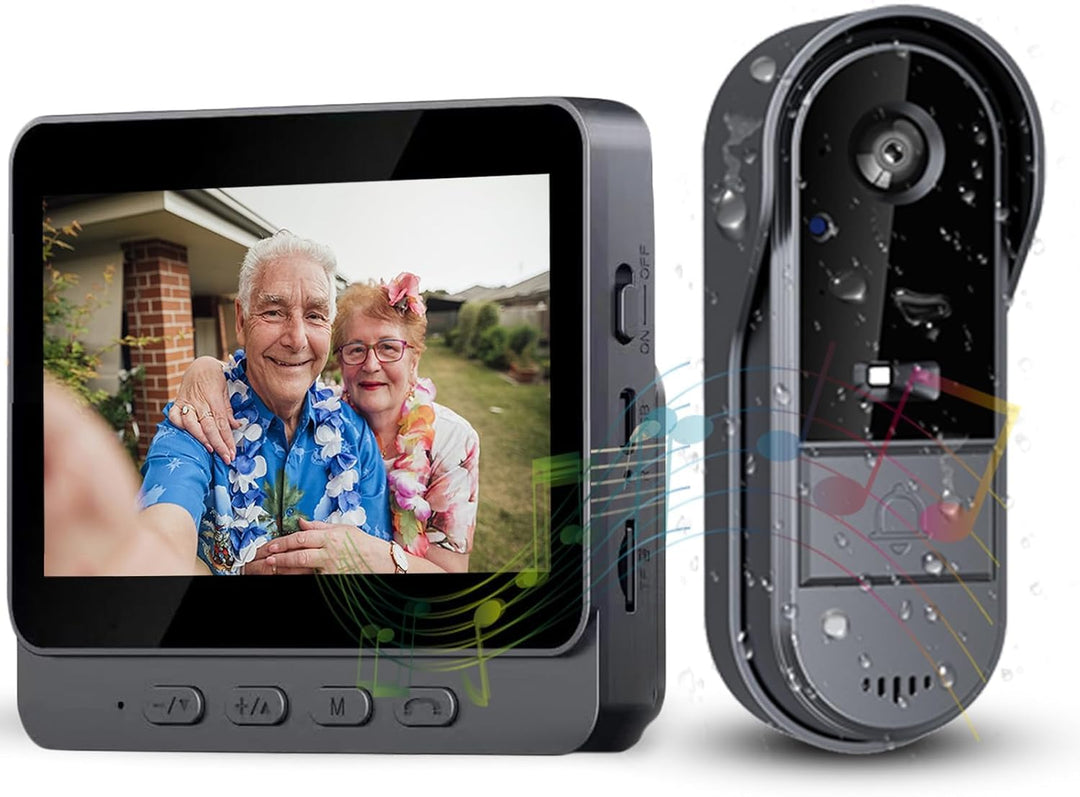 Drahtlose Video Türklingel mit 4.3" HD Innenmonitor Wasserdicht Kabellose Doorbell 1080P Funk Türkli