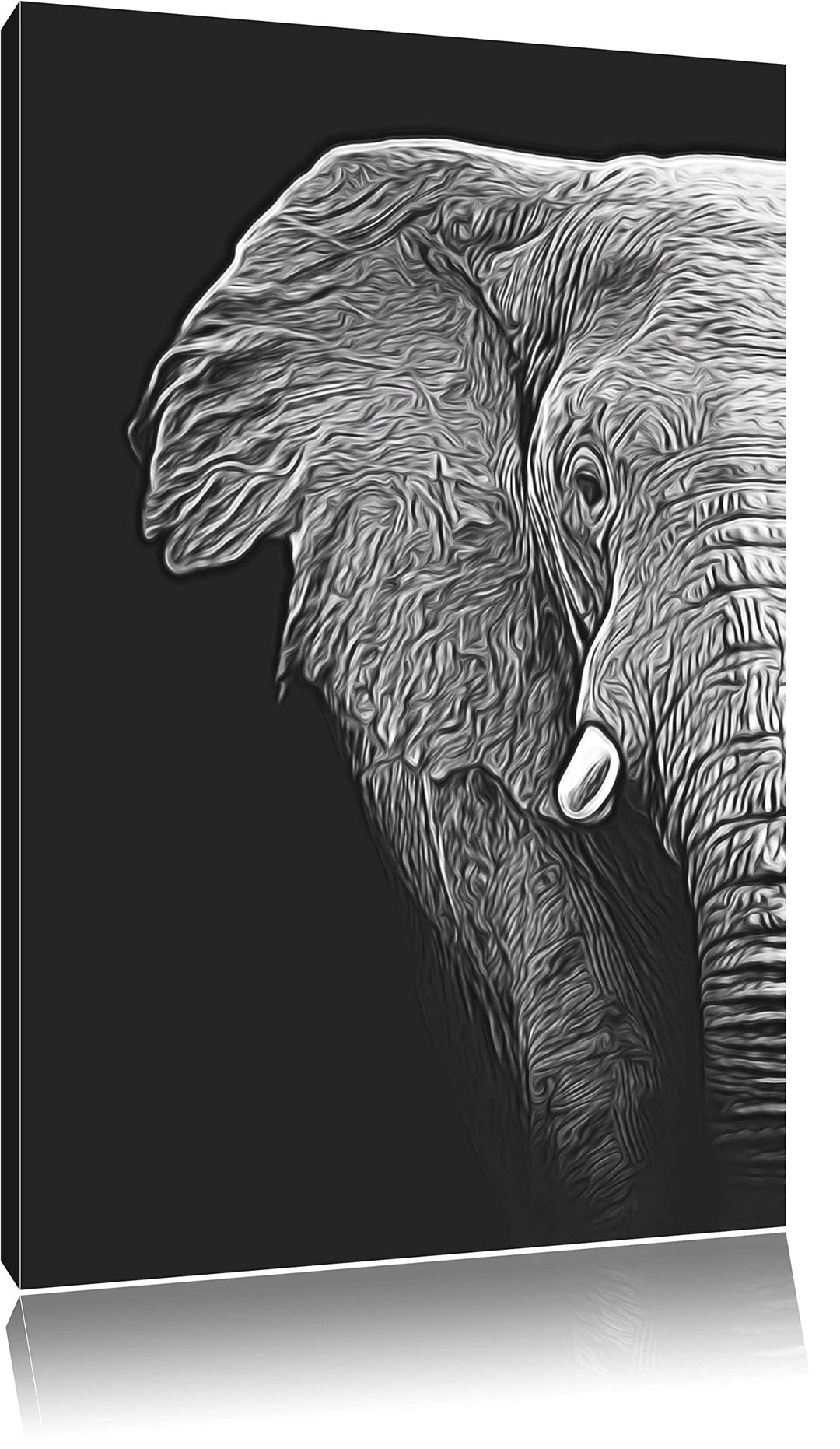 Dark Elefant Porträt Deluxe Format: 100x70 cm auf Leinwand, XXL riesige Bilder fertig gerahmt mit Ke