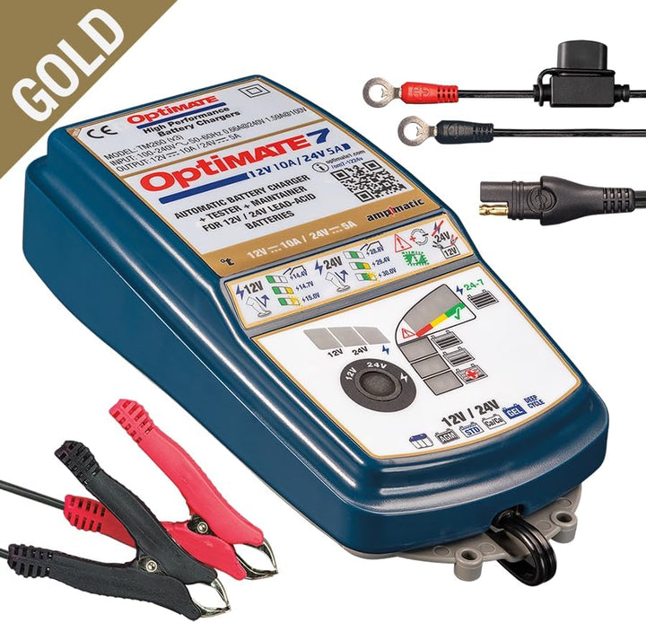 Optimate 7 12V/24V Batterieladegerät & Wartungsgerät – Automatisches 8-Stufen-Smart-Ladegerät (10 A