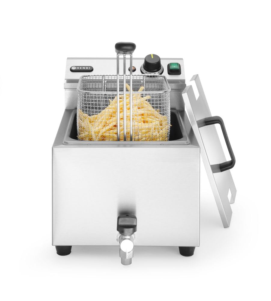 HENDI Fritteuse Mastercook, mit Ablasshahn,Tisch Friteuse, Sicherhetsthermostat, Frittierkorb mit ex