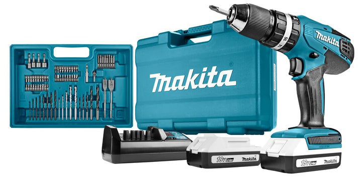 Makita HP457DWE10 Akku- Schlagbohrschrauber-Set inkl. 74tlg. Zubehör Basic, Basic