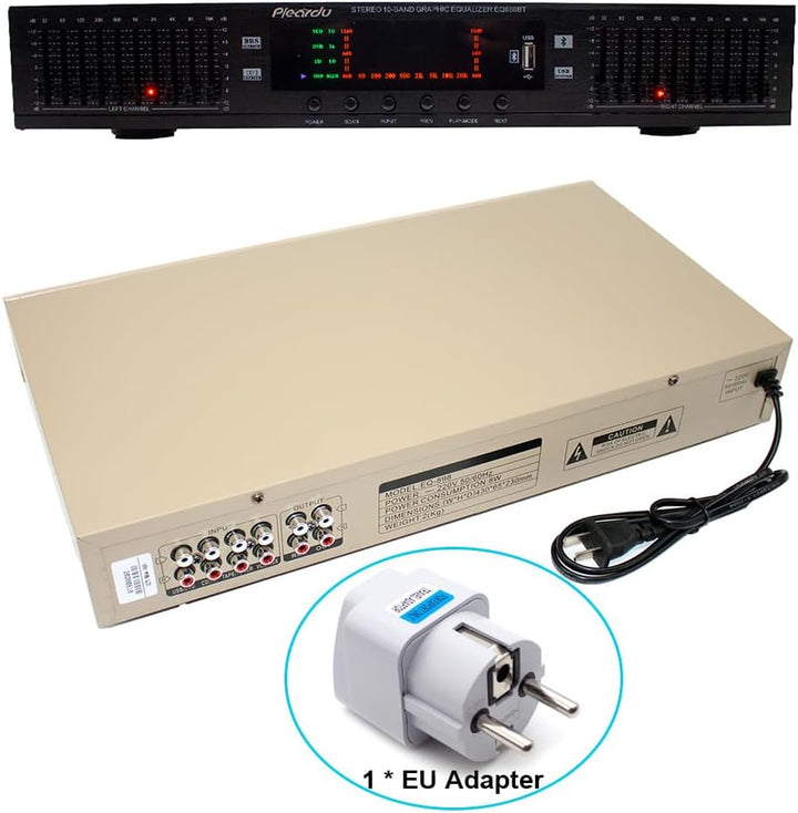 Toplionace 220V HIFI Digital HD Stereo Equalizer, EQ898 Vorverstärker Equalizer Eingebauter USB Blue
