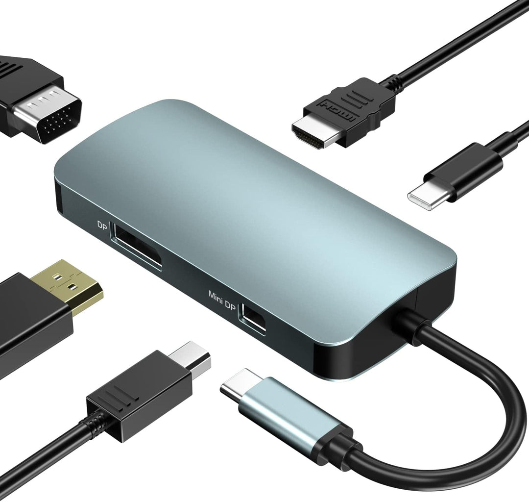 BDFFLY 5 in 1 Dockingstation, USB-C-Hub auf 100-W-Stromversorgungsadapter, 4K @ 30 Hz HDMI, DP & Min