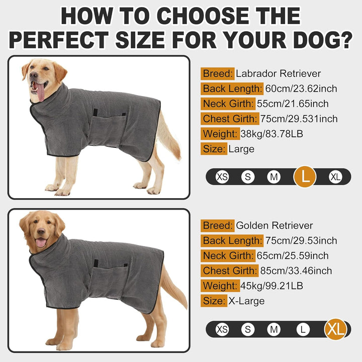 HezzLuv Bademantel Für Hunde, Hundebademantel Aus Mikrofaser Für Mittlere Und Grosse Hunde, Saugfähi