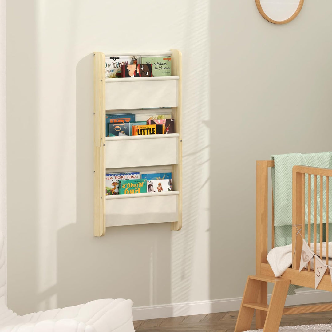 Alyoen Bücherregal Kinder Wand, Kinderregal aus Holz mit 3 Ebenen, 43x82cm kinderbücherregal für Kin