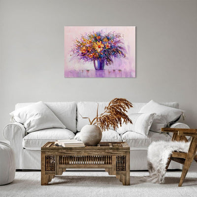 ARTTOR Bilder auf Leinwand Blumen Vase Leinwandbild mit Rahmen 70x50cm Wandbilder Dekoration Wohnzim