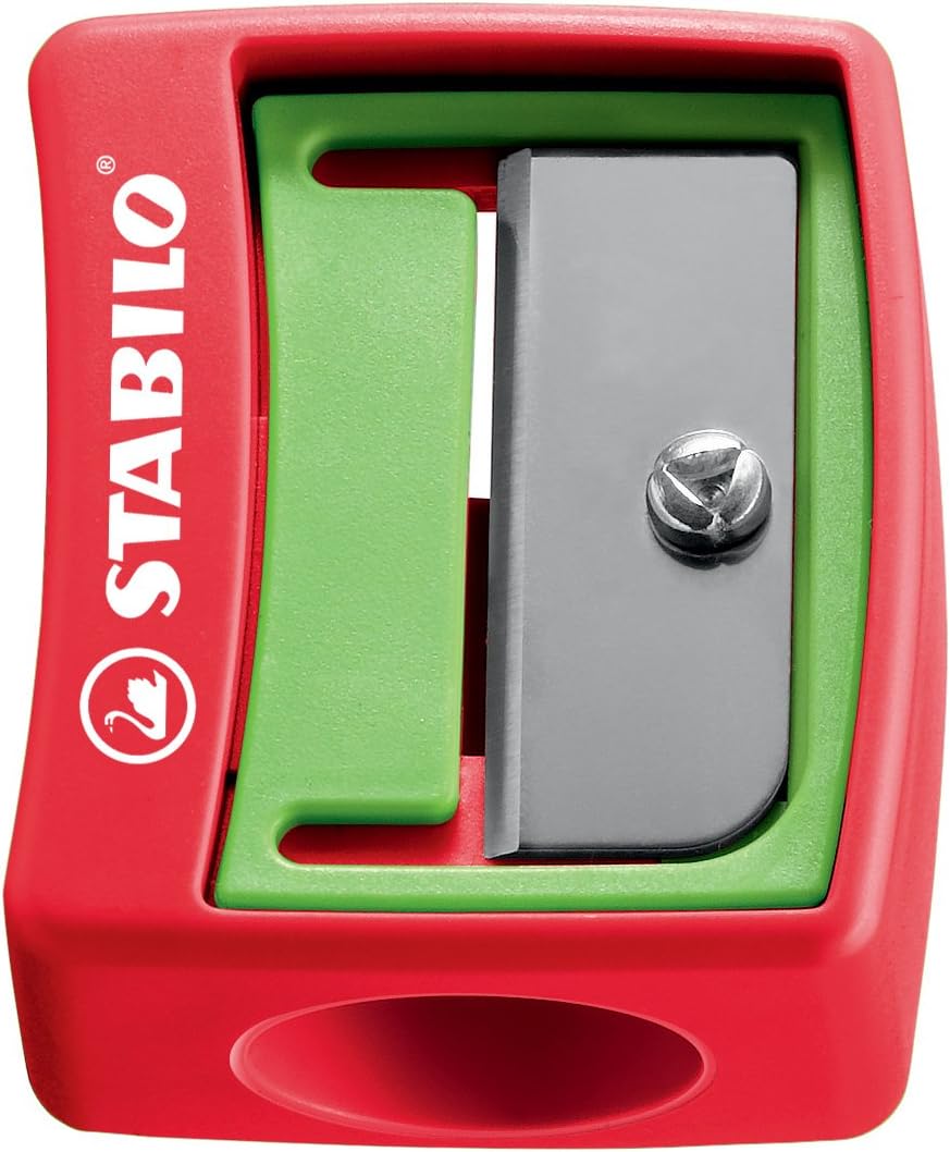 STABILO woody 3 in 1 Spitzer - für extradicke Stifte - 12er Pack - grün/rot, rot/grün, 12er Pack