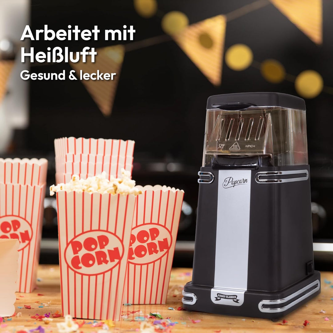 Gadgy Popcornmaschine Heissluft - Retro Popcorn Maker - Popcorn Maschine für Fettfreies Ölfreies Pop