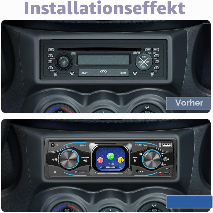 Hikity 1 Din Autoradio mit Touchscreen, Radio 1 DIN mit FM, Bluetooth,USB/SD/AUX-IN, Freisprecheinri