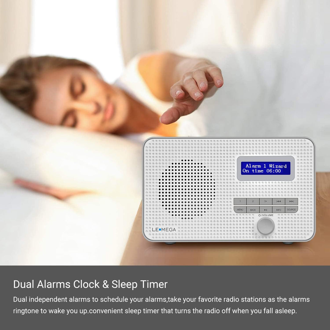 LEMEGA DR1 Tragbares DAB/DAB+ und UKW-Digitalradio,DAB-Radio mit Handbedienung,Doppelalarm,Schlummer