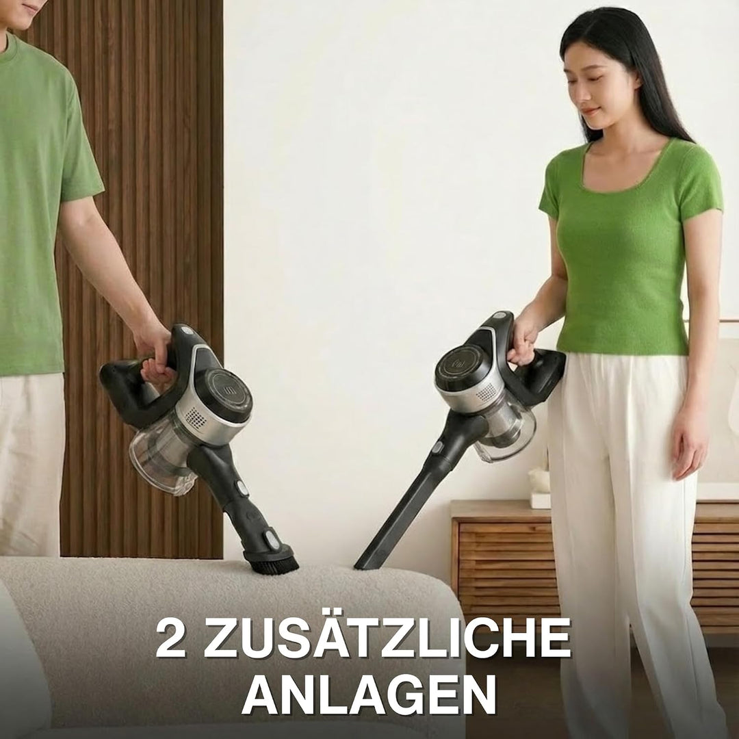 Powell Akku Staubsauger Kabellos, 15000Pa, 140W, 30 Min, 1,2 L, 2-in-1 Stabstaubsauger mit Flex-Rohr