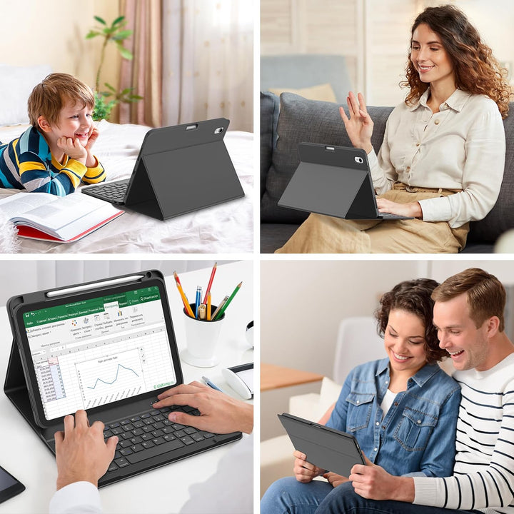 BQSS Hülle mit Tastatur für iPad A16 11 Generation 2025/10 Generation 10.9 Zoll 2022, Magnetisch Blu
