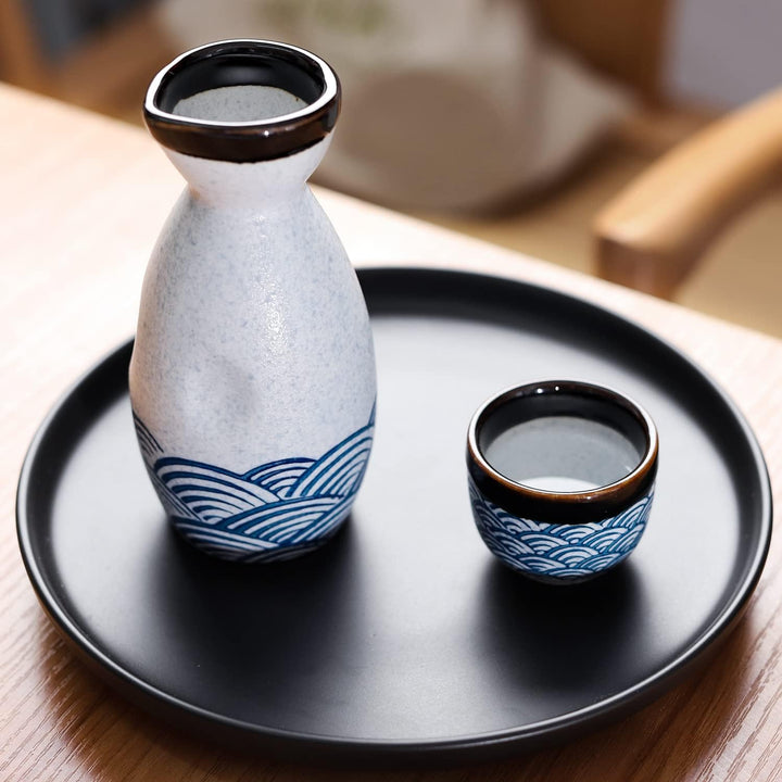 Sake-Set aus Keramik, japanischer Sake, 7 Stück, beinhaltet 1 Sake-Flasche, 6 Sake-Becher für heisse