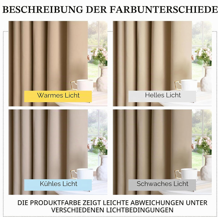 PONY DANCE Scheibengardine Küche Vorhang Verdunkelung 2er Set H 114 x B 132 cm Blickdichte Vorhänge