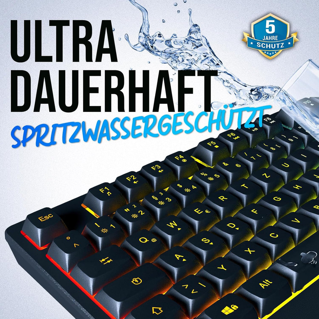 KLIM Chroma Wireless Gaming Tastatur Kabellos QWERTZ + Neue 2022 Version + Langlebig, Ergonomisch, W