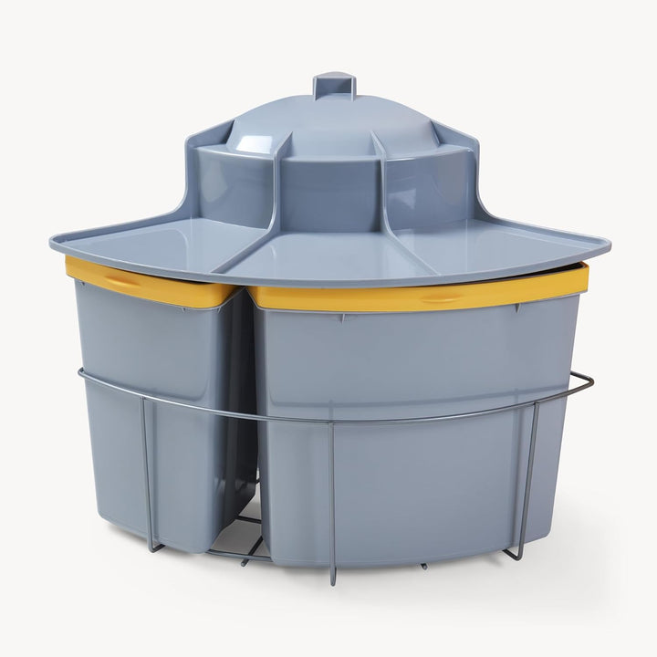 [en.casa] Einbau-Mülleimer Küche Kollby Mülltrennsystem 3fach für Unterschrank 50 cm breit 2 x 12L+1
