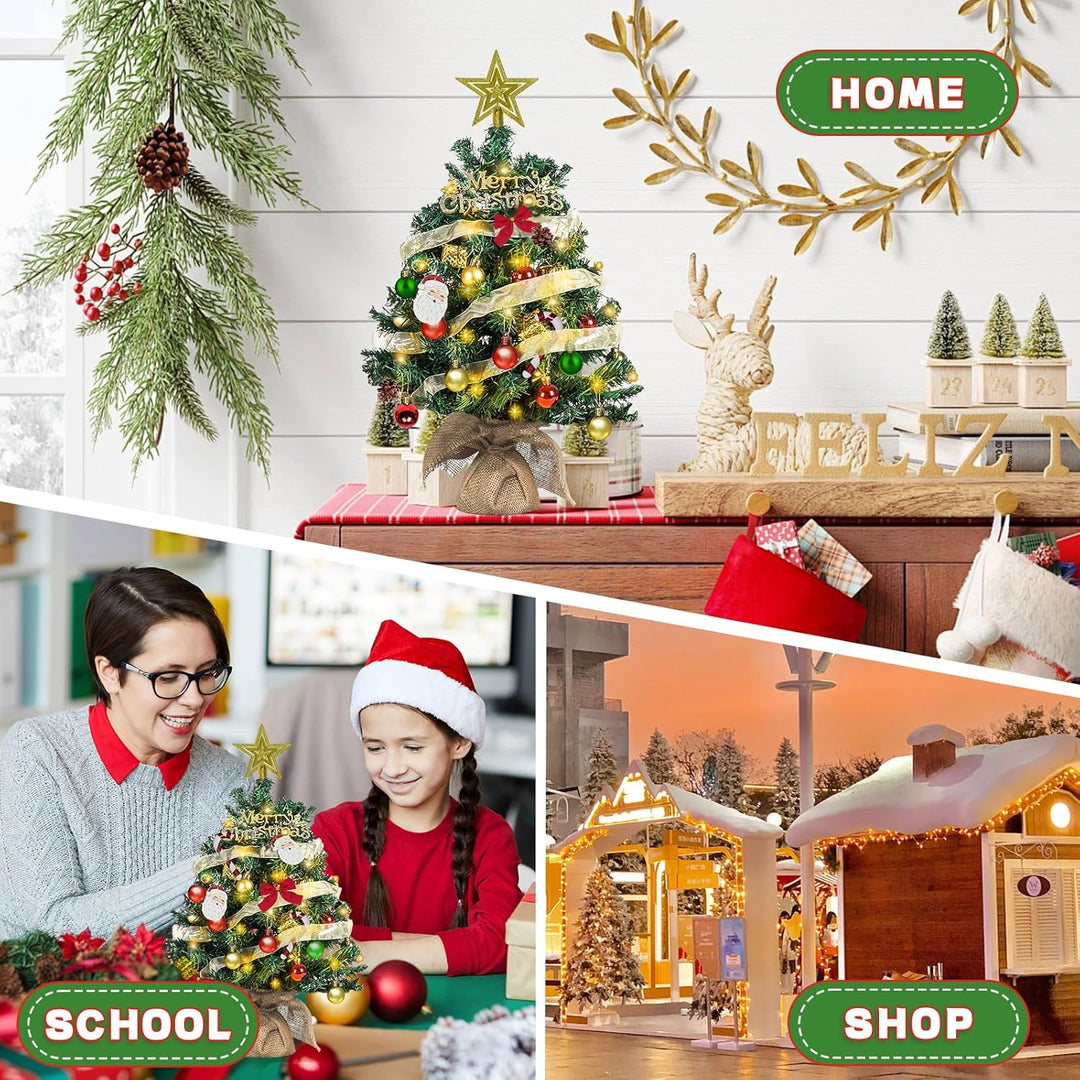 Weihnachtsbaum 60cm Mini Weihnachtsbaum mit Beleuchtung LED Kleiner Weihnachtsbaum Tisch Weihnachtsb