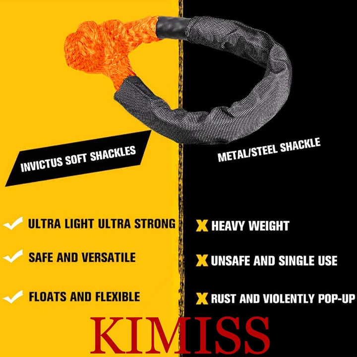 KIMISS Soft Schäkel, 2 Stück Synthetik Soft Schäkel 21 Tonnen Bruchfestigkeit Flexibler Leichter Sei