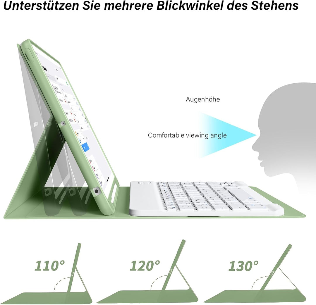 Tastatur Hülle für iPad 10.2 Zoll (9./8./7. Generation - 2021/2020/2019), Soft TPU Rückseite Gehäuse