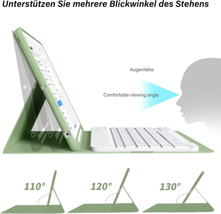 Tastatur Hülle für iPad 10.2 Zoll (9./8./7. Generation - 2021/2020/2019), Soft TPU Rückseite Gehäuse