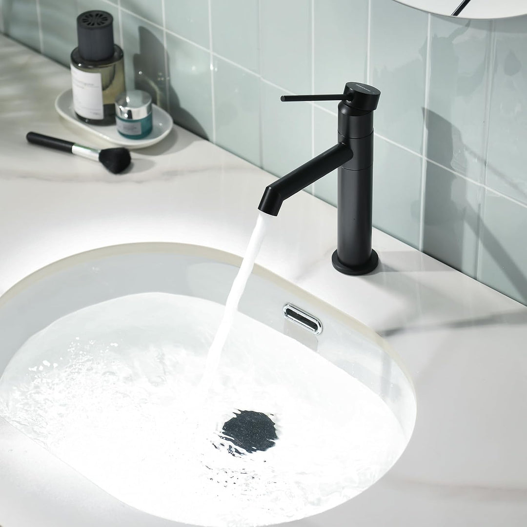 KeeGone Waschtischarmatur 360° drehbar Wasserhahn Bad mit Warm- und Kaltwassermischer Auslaufhöhe 12