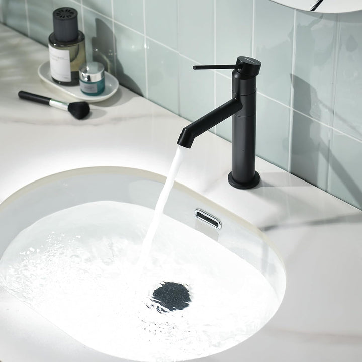 KeeGone Waschtischarmatur 360° drehbar Wasserhahn Bad mit Warm- und Kaltwassermischer Auslaufhöhe 12