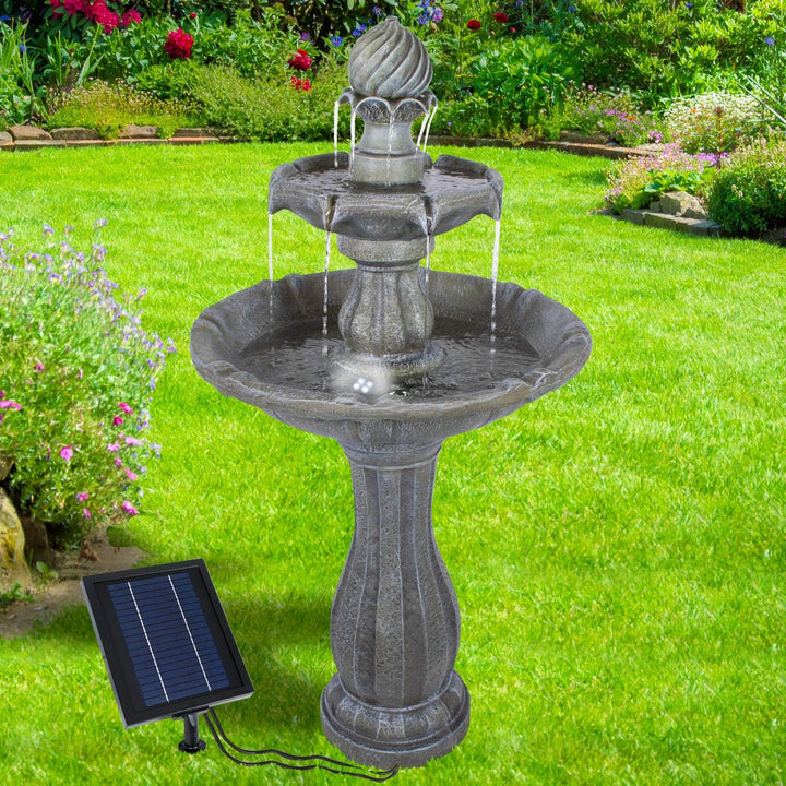 Gartenbrunnen Solarbrunnen Klassik-Garten Brunnen Vogelbad Wasserfall, Gartendeko mit Pumpe, Wassers