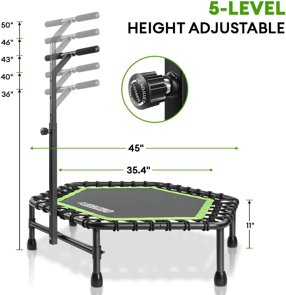 ONETWOFIT 114cm Trampolin Outdoor,Rückprall Trampolin für Erwachsene, Leises Mini Trampolin für das