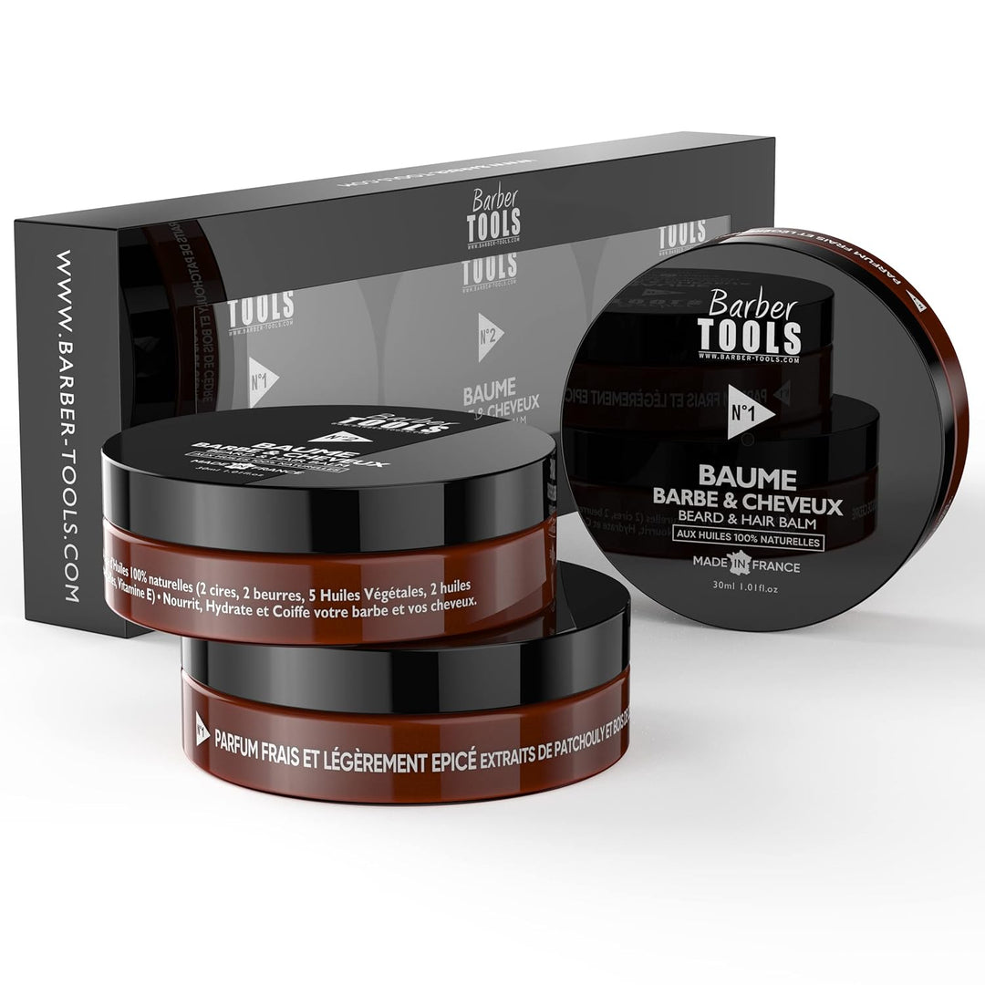 Set Bartbalsam | N°1/2/3 | 3X30ml mit 100% natürlichen Ölen - MADE IN FRANCE- Nährt, hydratisiert, s