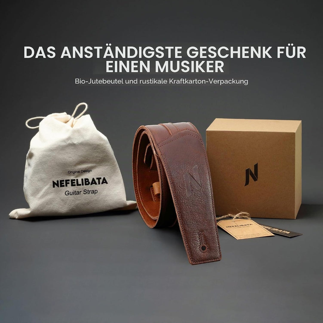 Nefelibata 3" Gitarrengurt, weiches italienisches Vollrindsleder, mit Schaumstoffpolsterung und Kabe