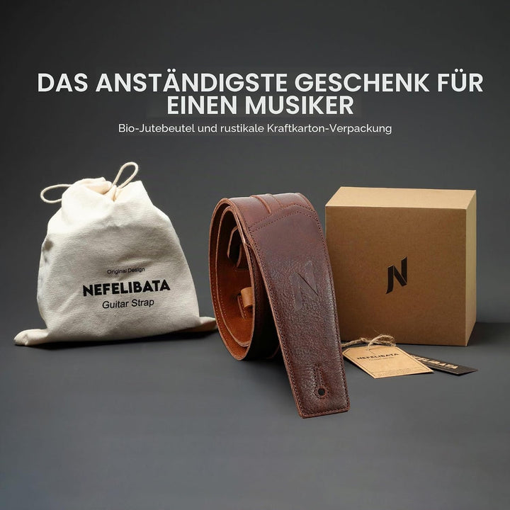 Nefelibata 3" Gitarrengurt, weiches italienisches Vollrindsleder, mit Schaumstoffpolsterung und Kabe