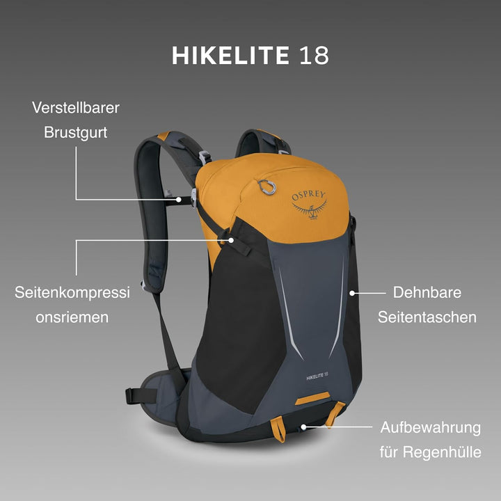 Osprey Unisex Hikelite 18 Backpack 18L Tungsten-yellow, 18L Tungsten-yellow