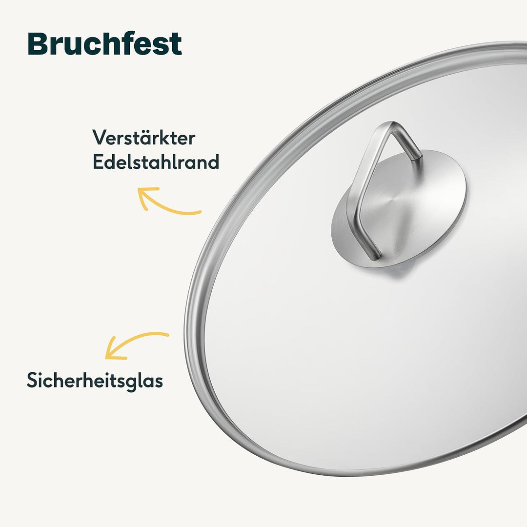 SILBERTHAL Edelstahl Wok Unbeschichtet 28 cm Deckel PFOS &amp; PFOA &amp; PTFE frei