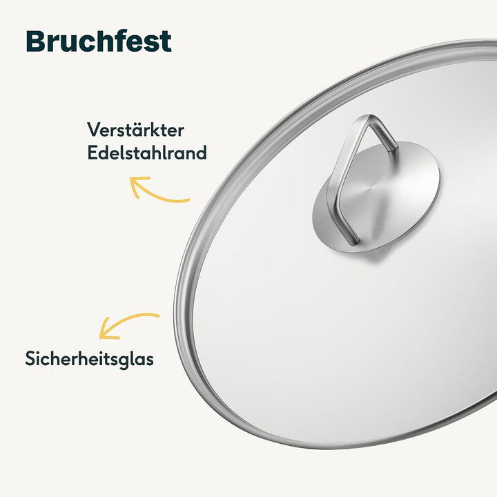 SILBERTHAL Edelstahl Wok Unbeschichtet 28 cm Deckel PFOS &amp; PFOA &amp; PTFE frei