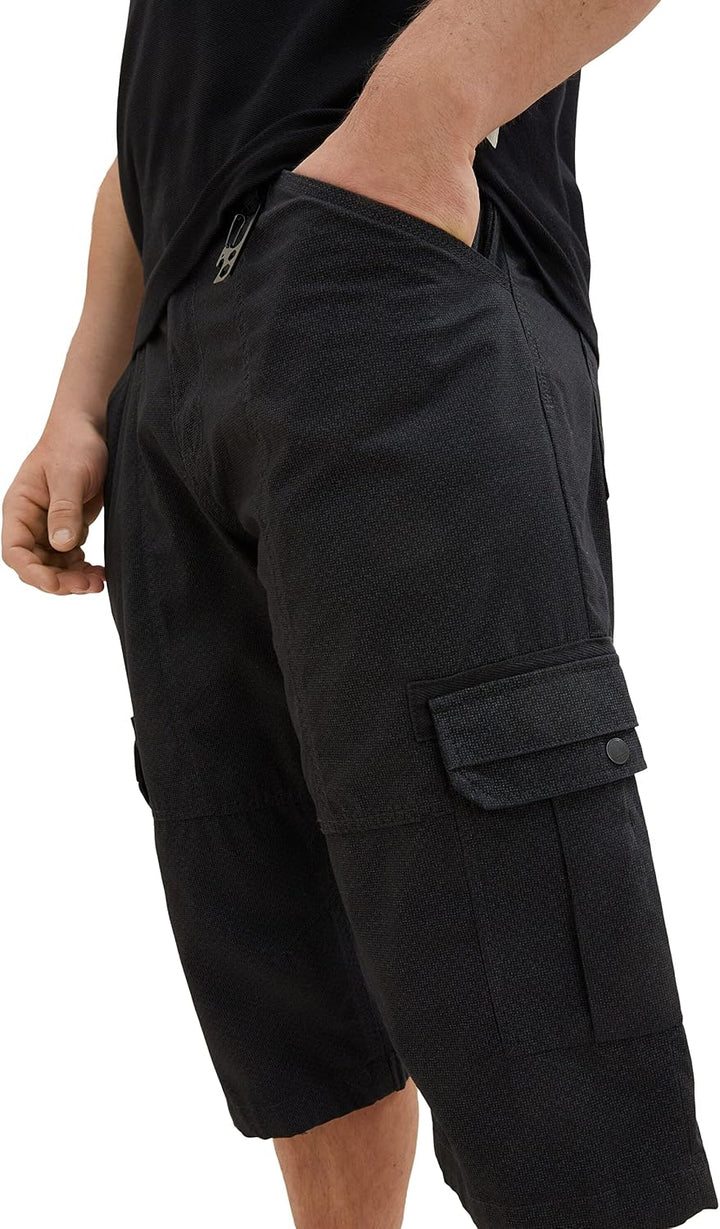 TOM TAILOR Herren Plussize Cargo Max Overknee Bermuda Shorts 42W 31309 - Black Grey Pattern, 42W 313