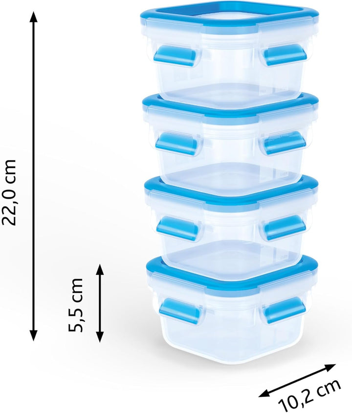 Emsa Clip & Close kleines Lunch-Set, 4x Frischhaltedosen mit 0,2 Liter, 100% dicht/gefrierfest/mikro
